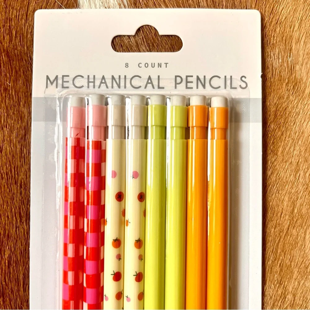 🏷️🎉🆕 aesthetic kawaii mechanical pencils with erasers set of 8 plaid& food print
